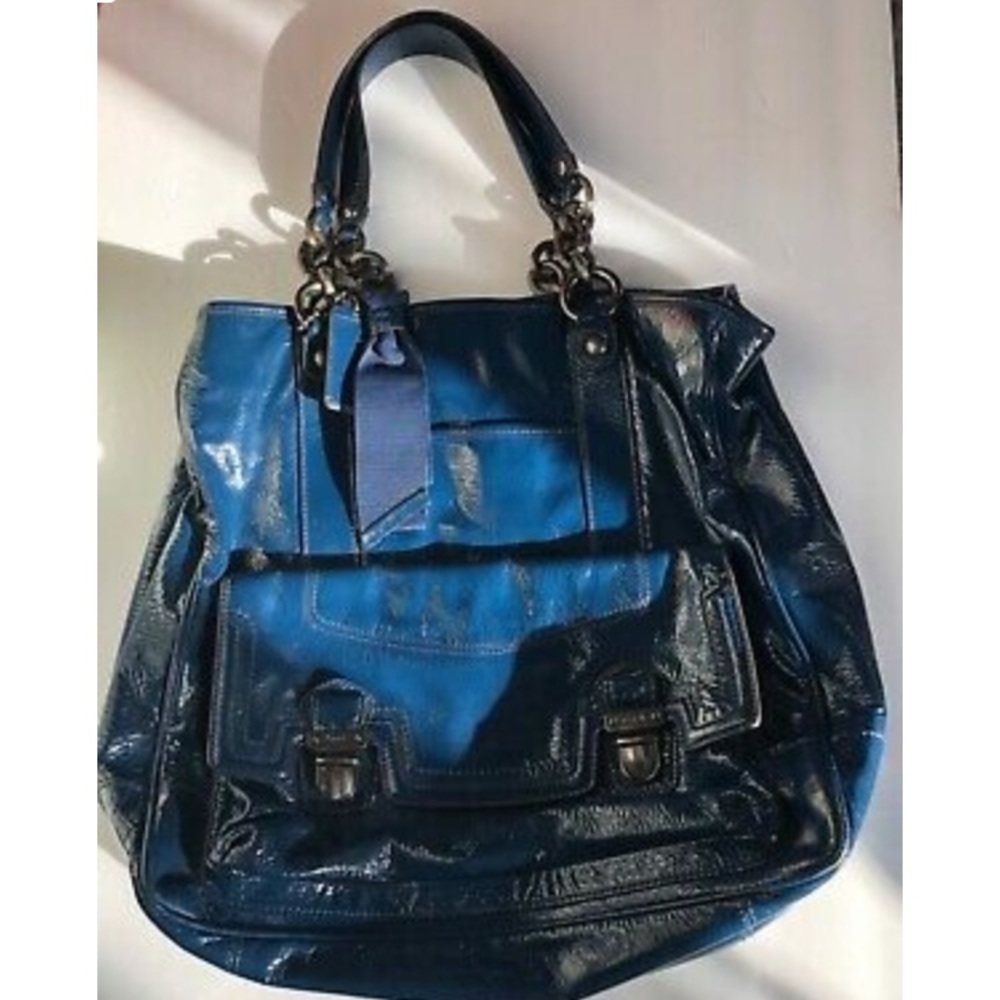 Coach Navy Poppy Blue Hobo Bag with storage bag